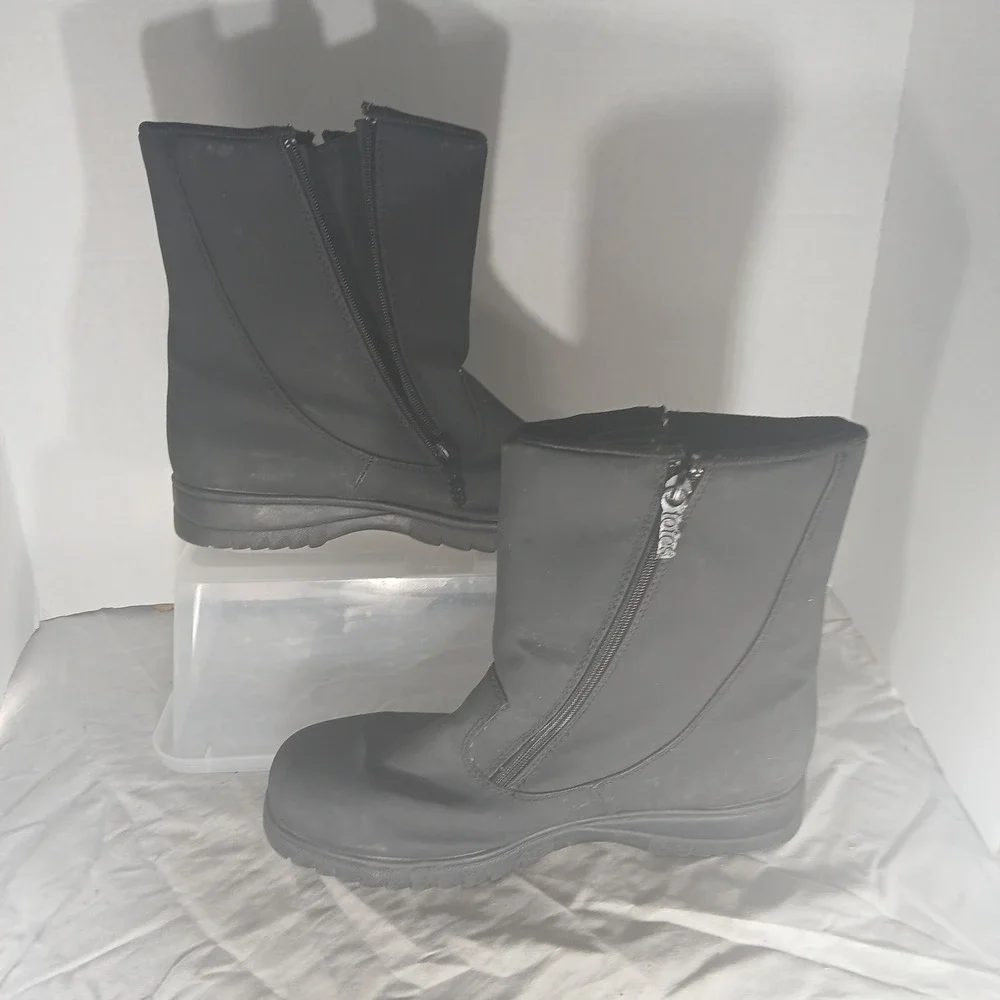 Totes Womens Black Mid Calf Winter Snow Boots Side Zip‎ 10W 609742-0020